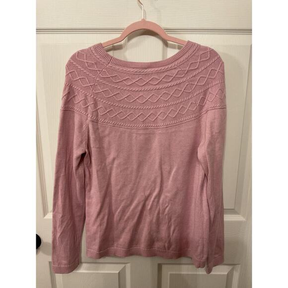 Talbots Pink Diamond Cable Cashmere Crewneck Sweater, L - Picture 7 of 7